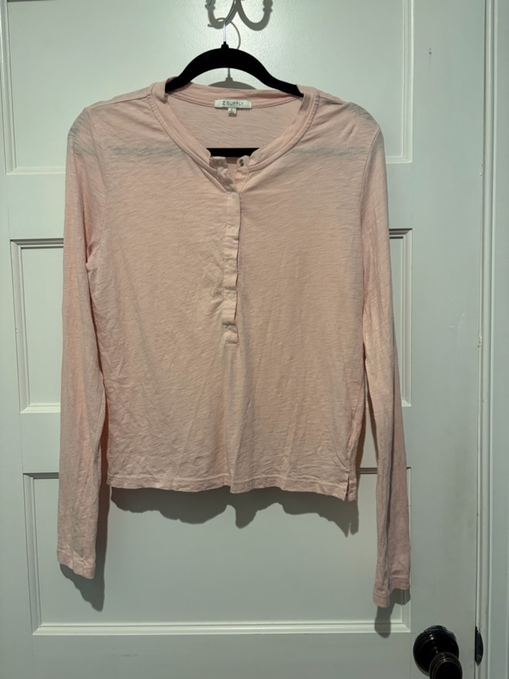 Z Supply Light Pink Long Sleeve Henley Top